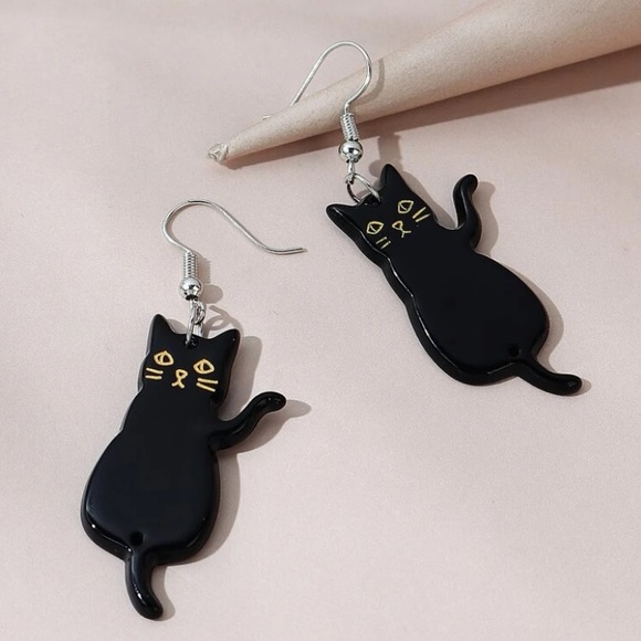 Cat Dangle Earrings - Picture 2 of 4